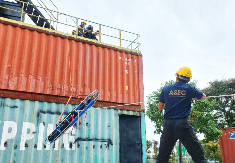 Confined space rescue training at ASEC
