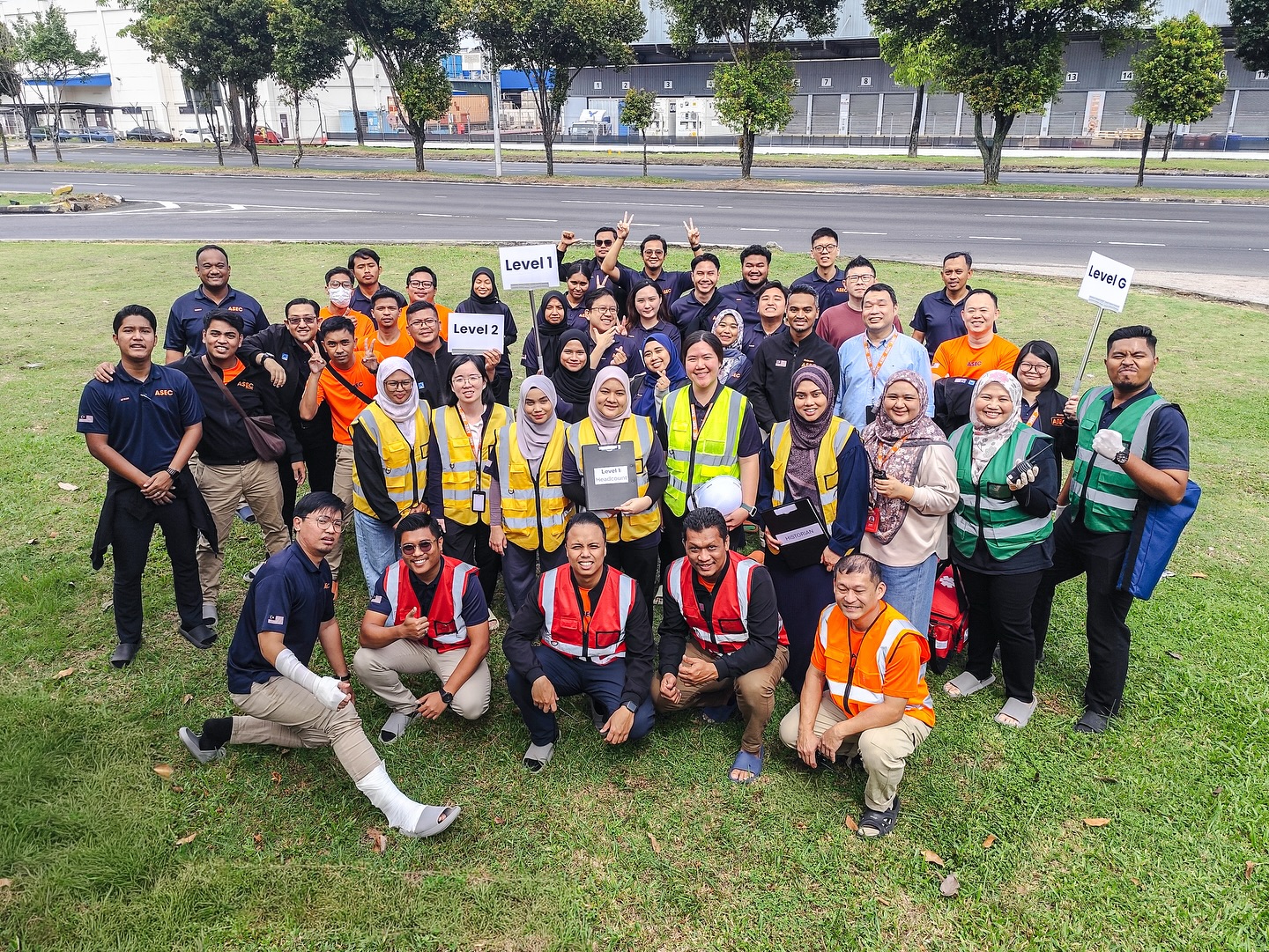ASEC team gathered after completing the annual emergency drill at the training ground.