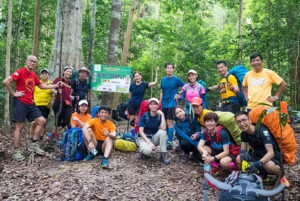a group of people in hiking gears