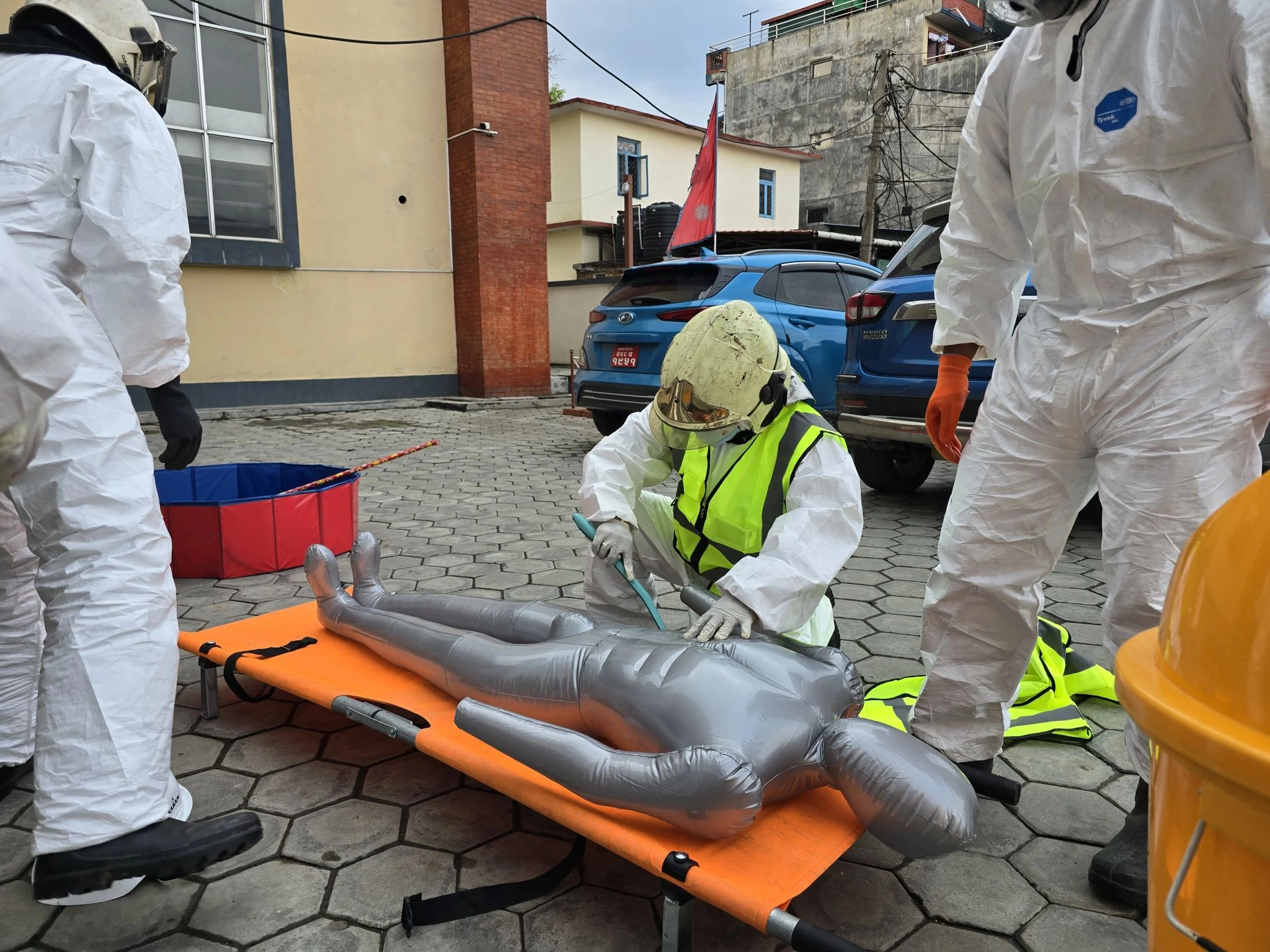 Emergency responders during HazMat training in Nepal