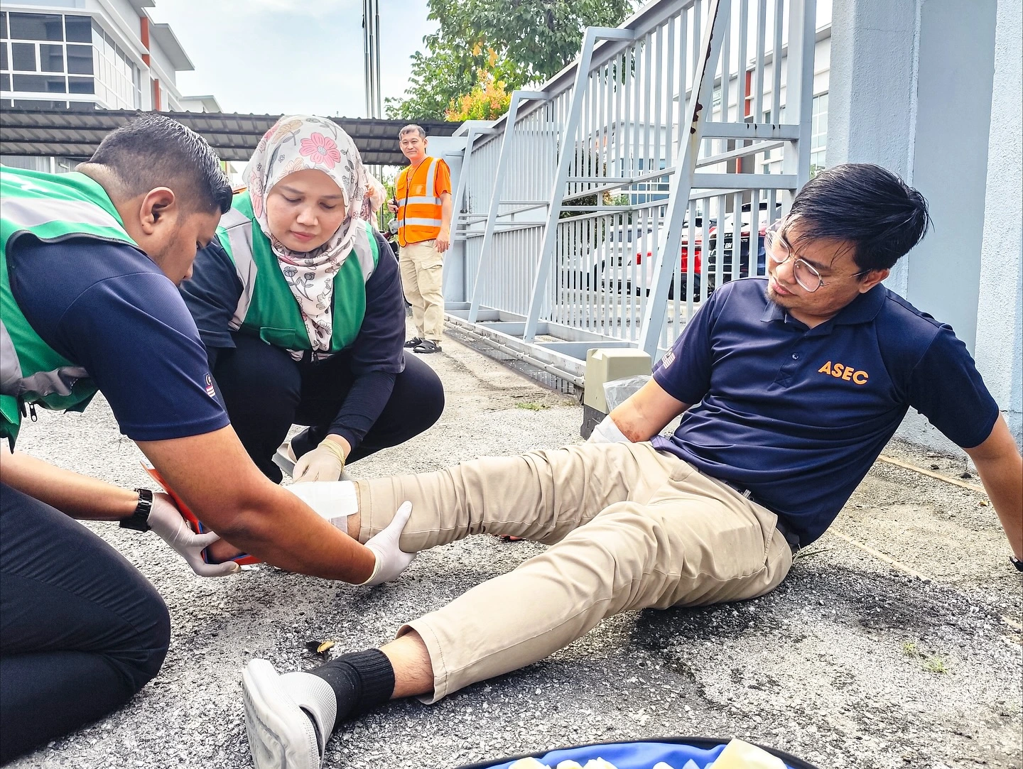 ASECians practising firefighting response during annual emergency drill 2025