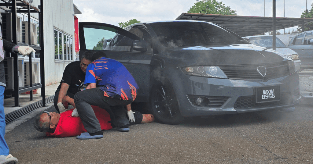 man receiving cpr after road accident